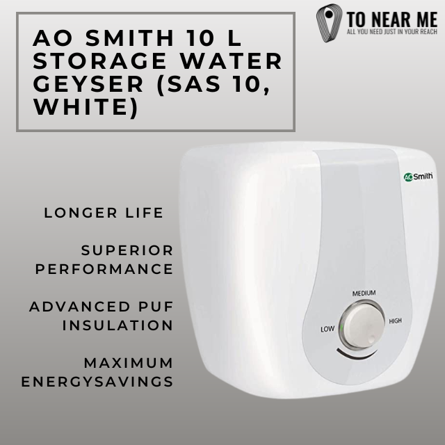 AO Smith 10 L Storage Water Geyser (SAS 10, White)